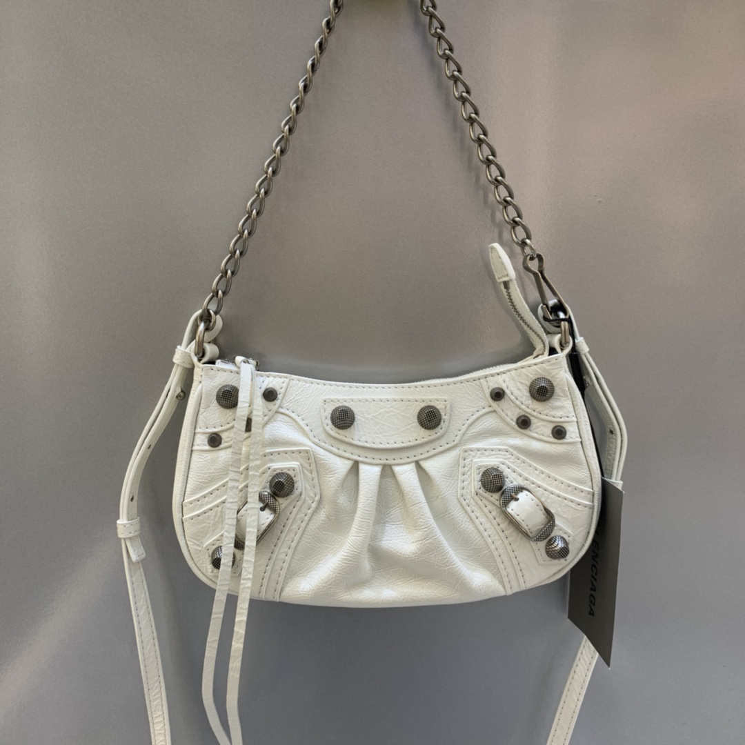 Balenciaga Le Cagole Mini Bag With Chain Shoulder Bag White